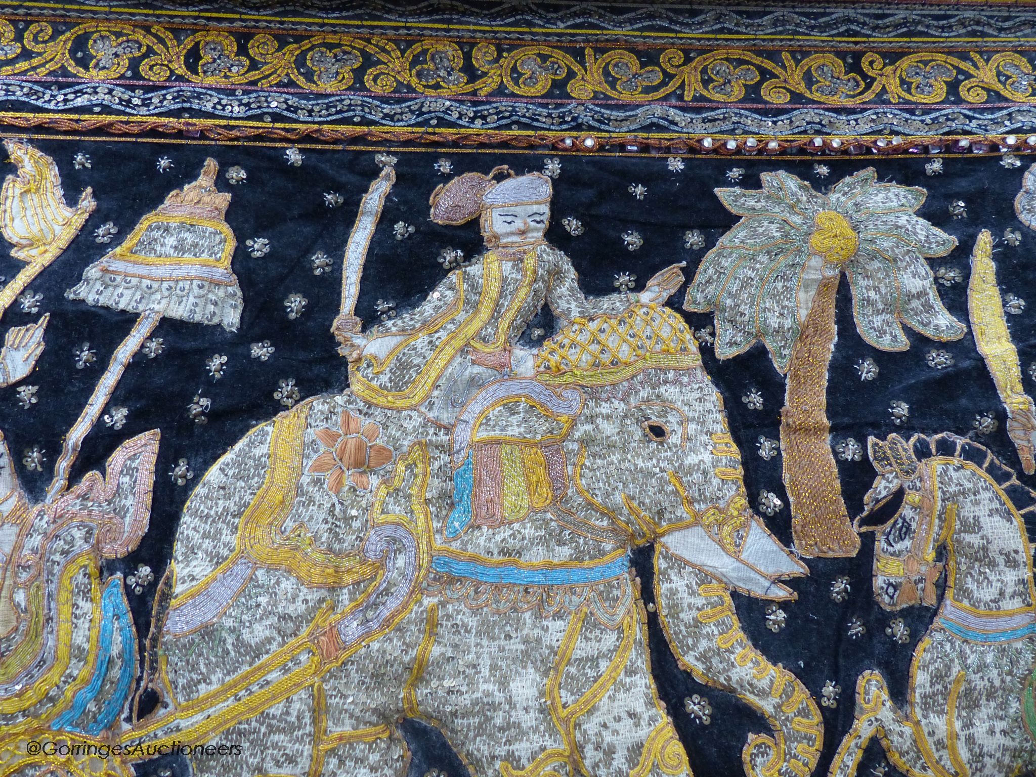 A large 20th century Indian embroidered panel